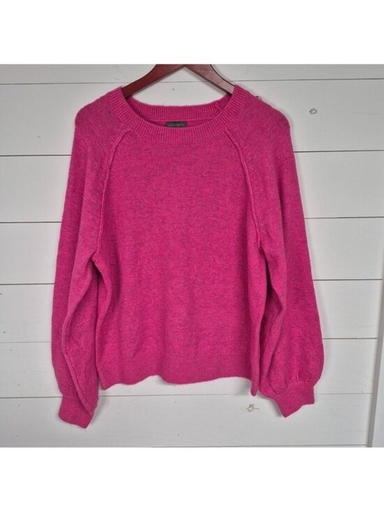 Vince Camuto Sweaters - Vince Camuto Womens Preppy Bright Pink Knit Round Neck Sweater